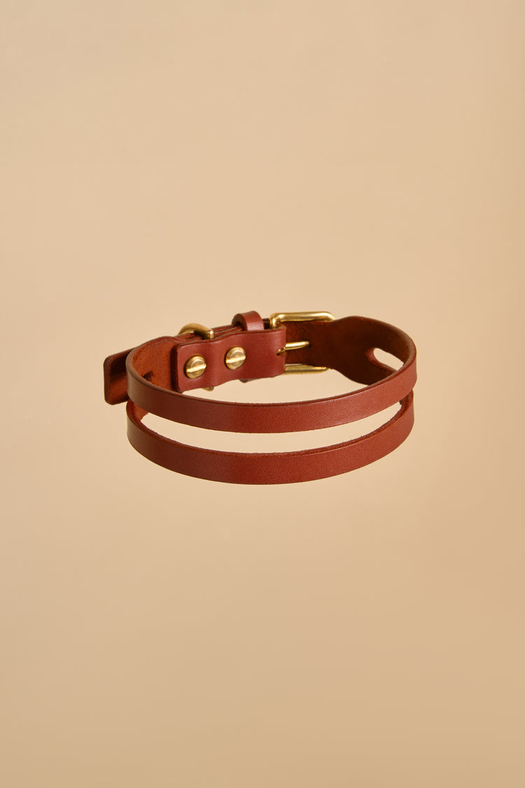 Brown Leather Dog Collar - Aeris Classic