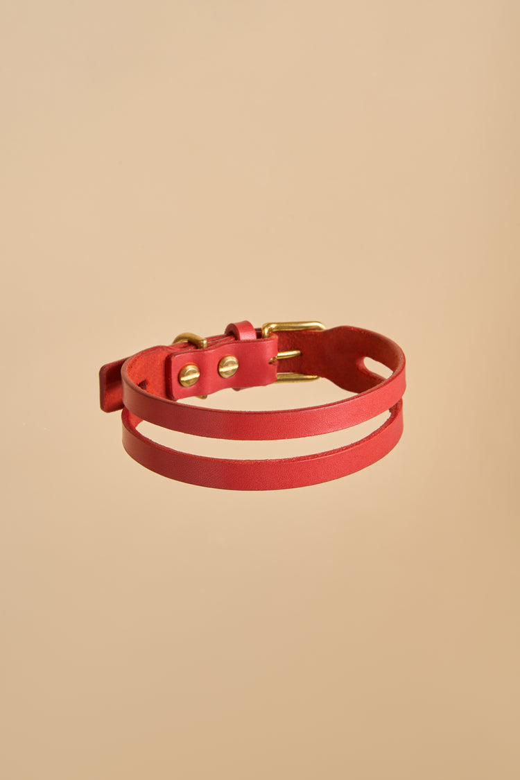 Red Leather Dog Collar - Aeris Classic