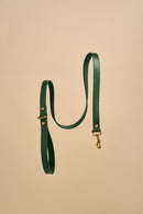 Classic Green Leather Dog Leash made from premium Italian leather with strong brass fittings, offering a vibrant and reliable option for daily dog walks