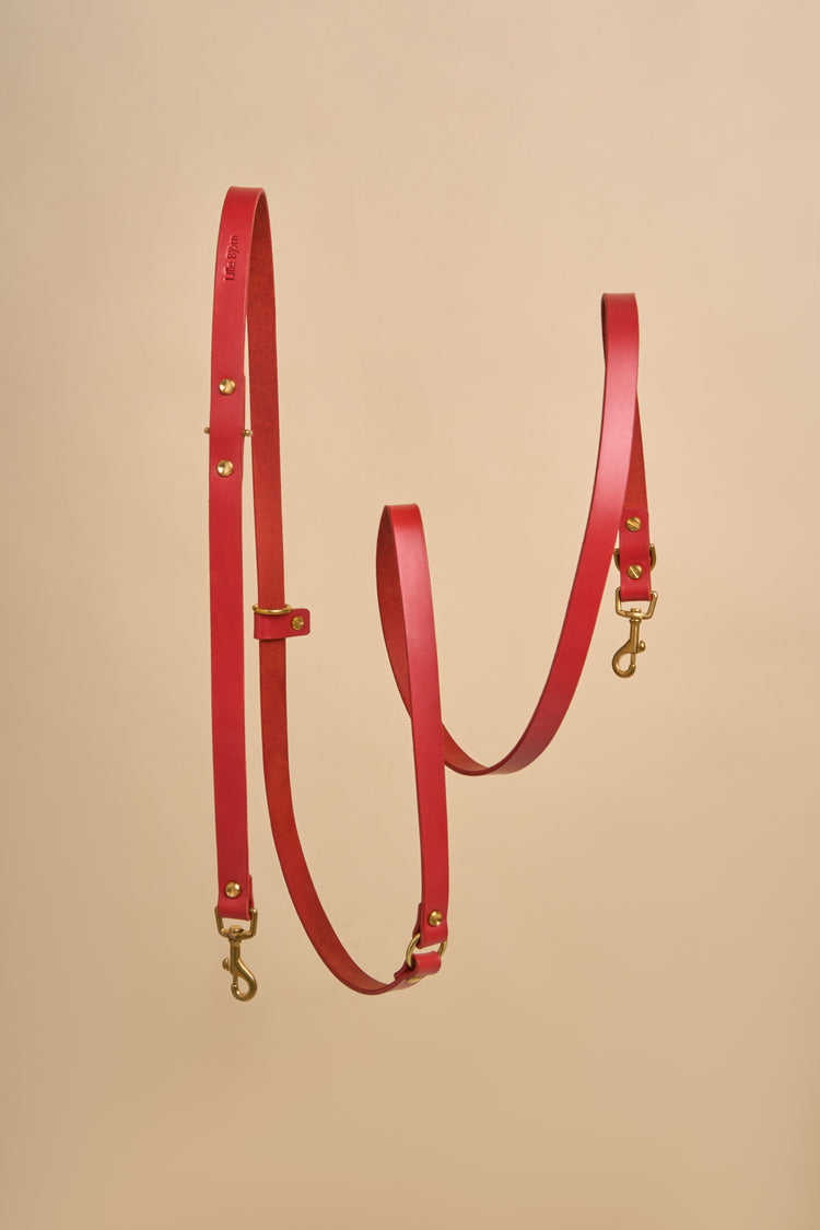 Omni Hands Free Red Leather Dog Leash