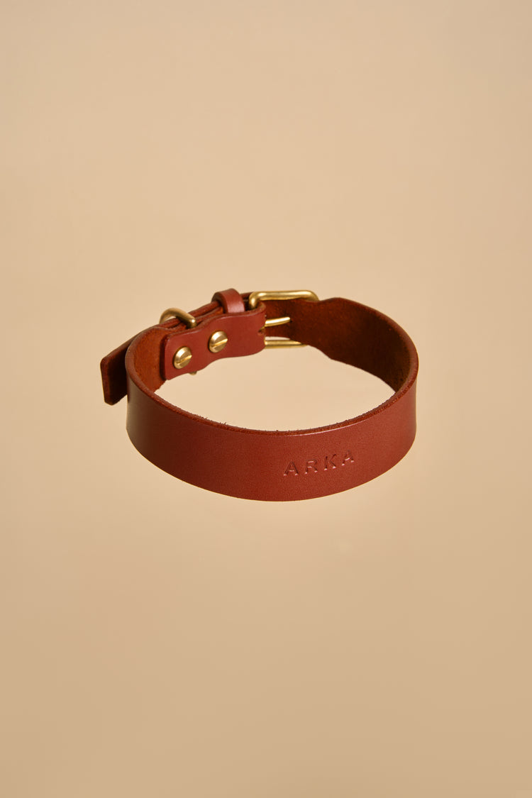 Brown Leather Dog Collar - Vero Classic