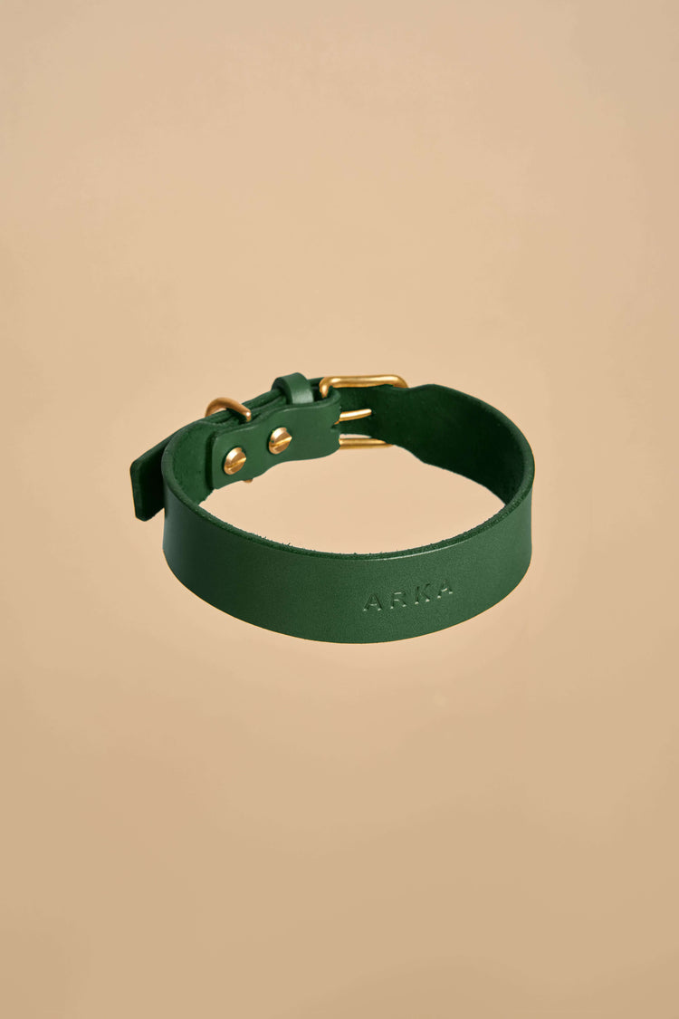 Green Leather Dog Collar - Vero Classic