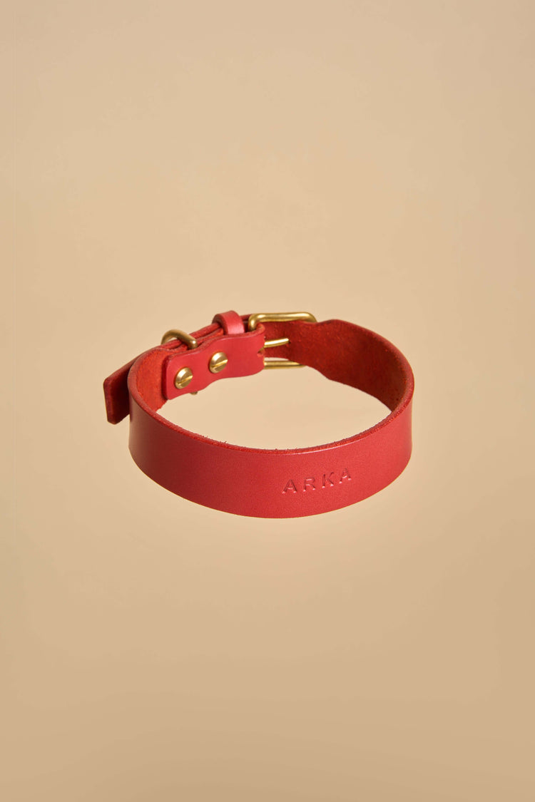 Red Leather Dog Collar - Vero Classic