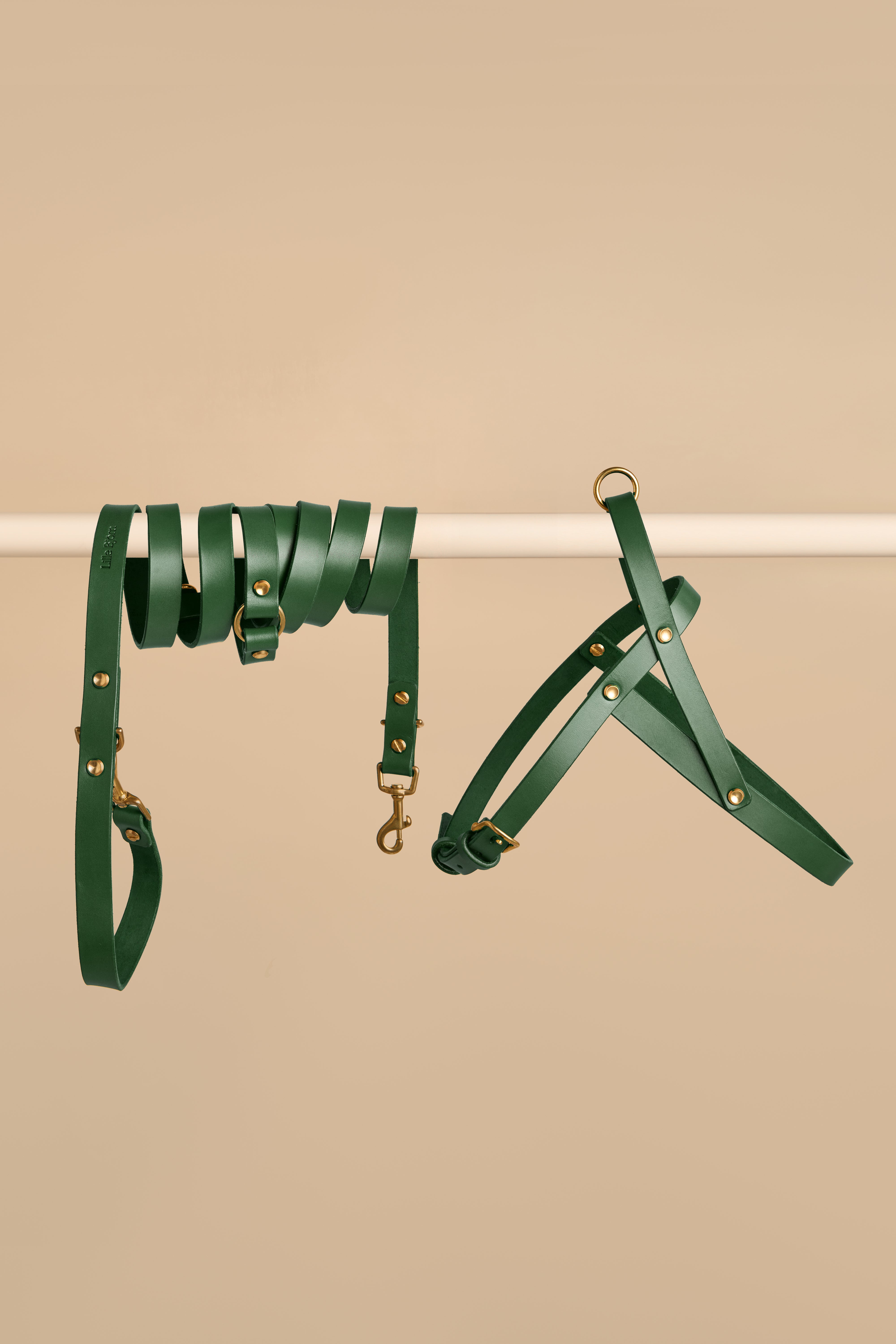 Vero Green Leather Dog Harness and Omni Leash Walk Kit made from high-quality Italian leather with a comfortable harness and versatile Omni Leash for a stylish and practical accessory