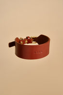 Vero Wide Cognac Leather Dog Collar crafted from high-quality Italian leather with a wide design and durable brass fittings for strength and style.