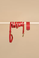 Vero Wide Red Leather Dog Collar and Omni Leash Walk Kit crafted from premium Italian leather with a broad collar and a versatile Omni Leash, offering durability and style