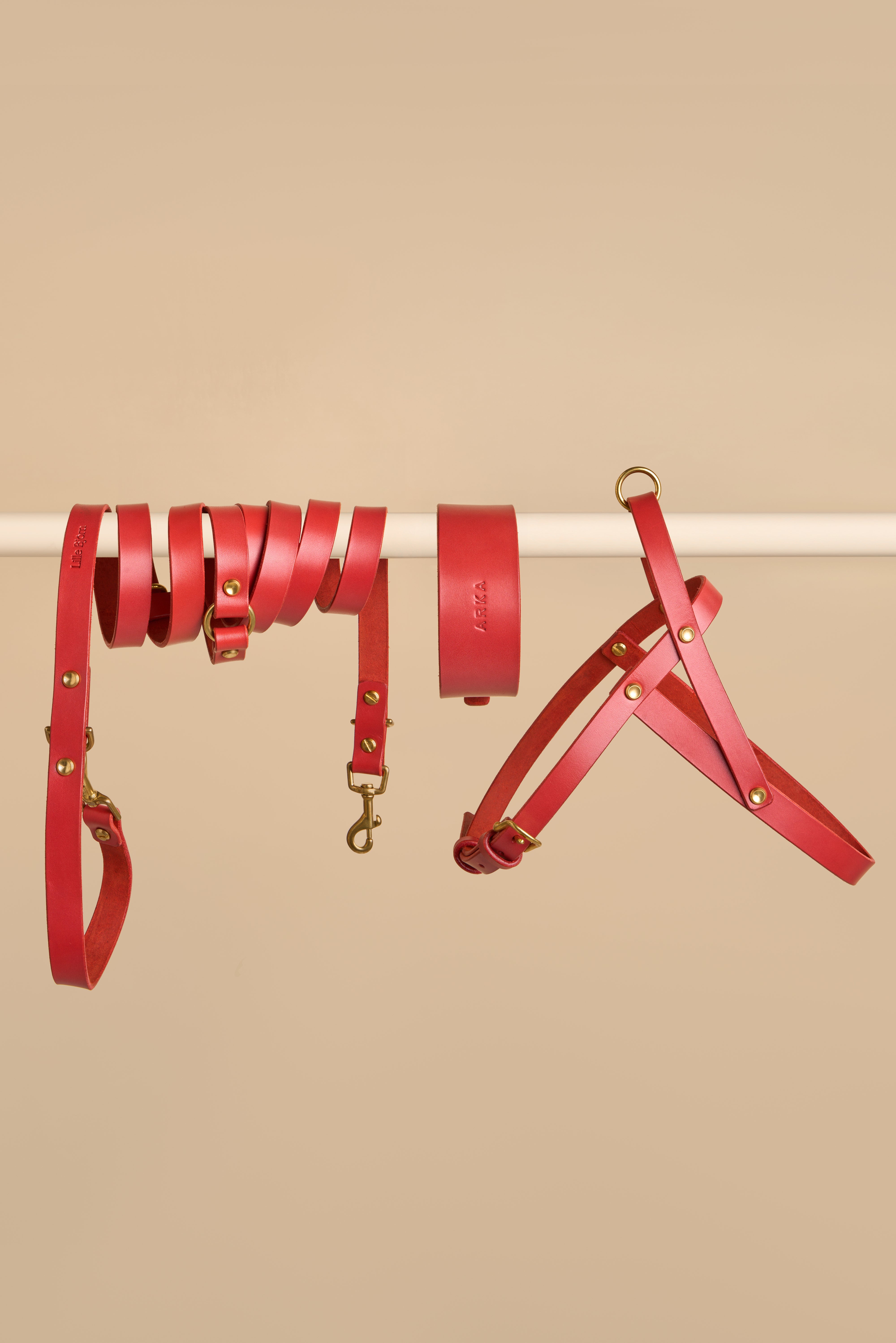 Vero Wide Collar & Omni Leash & Vero Harness in Red